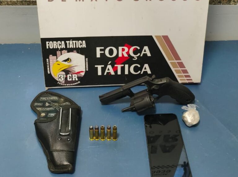 Força Tática prende homem com revólver e cinco munições em Sinop